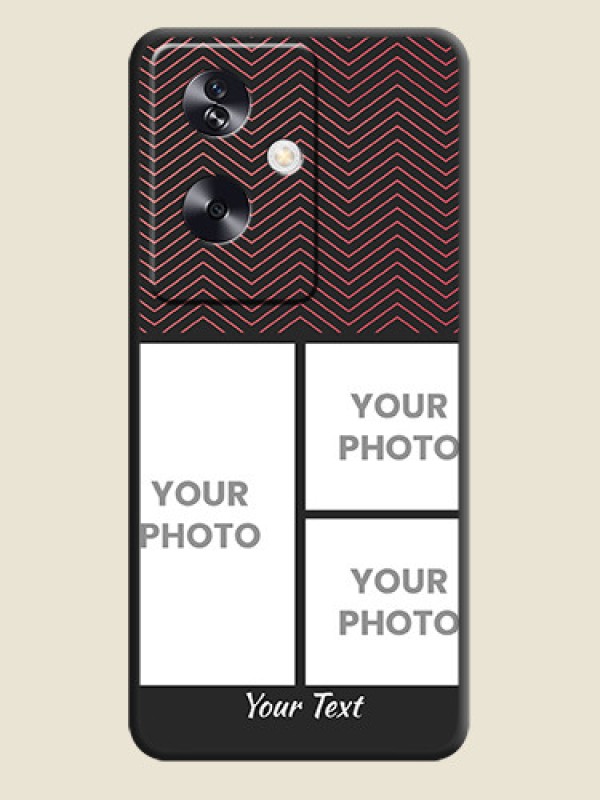 Custom Wave Pattern with 3 Image Holder On Space Black Custom Soft Matte Mobile Back Cover - Oppo A79 5G - alternate view