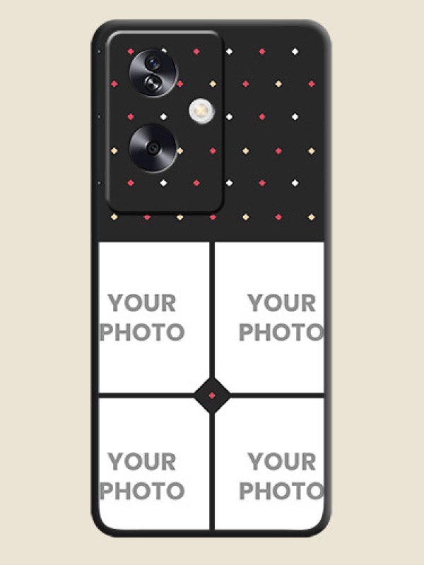 Custom Multicolor Dotted Pattern with 4 Image Holder On Space Black Custom Soft Matte Mobile Back Cover - Oppo A79 5G - alternate view