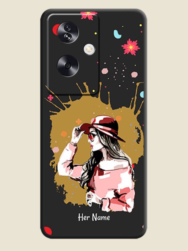 Custom Mordern Lady With Color Splash Background With Custom Text On Space Black Custom Soft Matte Mobile Back Cover - Oppo A79 5G - alternate view
