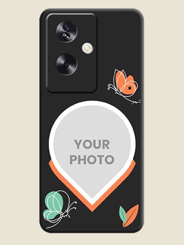 Custom Upload Pic With Simple Butterly Design On Space Black Custom Soft Matte Mobile Back Cover - Oppo A79 5G - alternate view