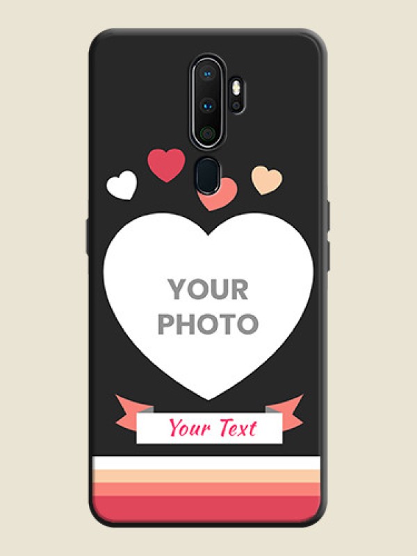 Custom Love Shaped Photo with Colorful Stripes on Personalised Space Black Soft Matte Cases - Oppo A9 2020 - alternate view