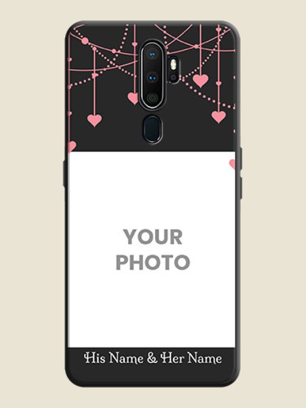 Custom Pink Love Hangings with Text on Space Black Custom Soft Matte Back Cover - Oppo A9 2020 - alternate view