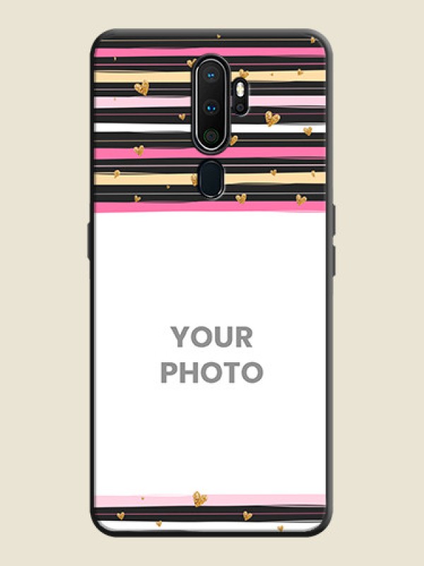 Custom Multicolor Lines and Golden Love Symbols Design - Photo on Space Black Soft Matte Mobile Cover - Oppo A9 2020 - alternate view