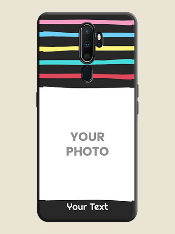 Custom Multicolor Lines with Image on Space Black Personalized Soft Matte Phone Covers - Oppo A9 2020 - alternate view