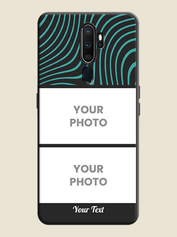 Custom Wave Pattern with 2 Image Holder on Space Black Personalized Soft Matte Phone Covers - Oppo A9 2020 - alternate view