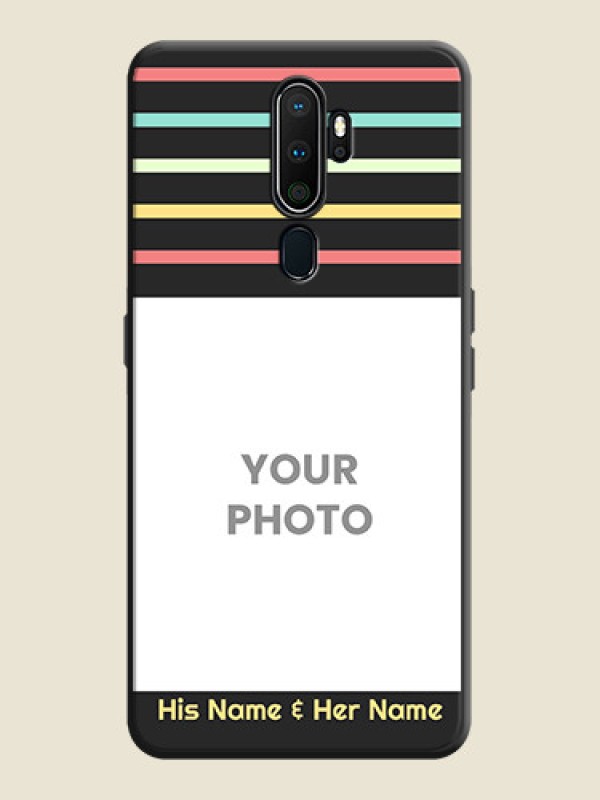 Custom Color Stripes with Photo and Text - Photo on Space Black Soft Matte Mobile Case - Oppo A9 2020 - alternate view