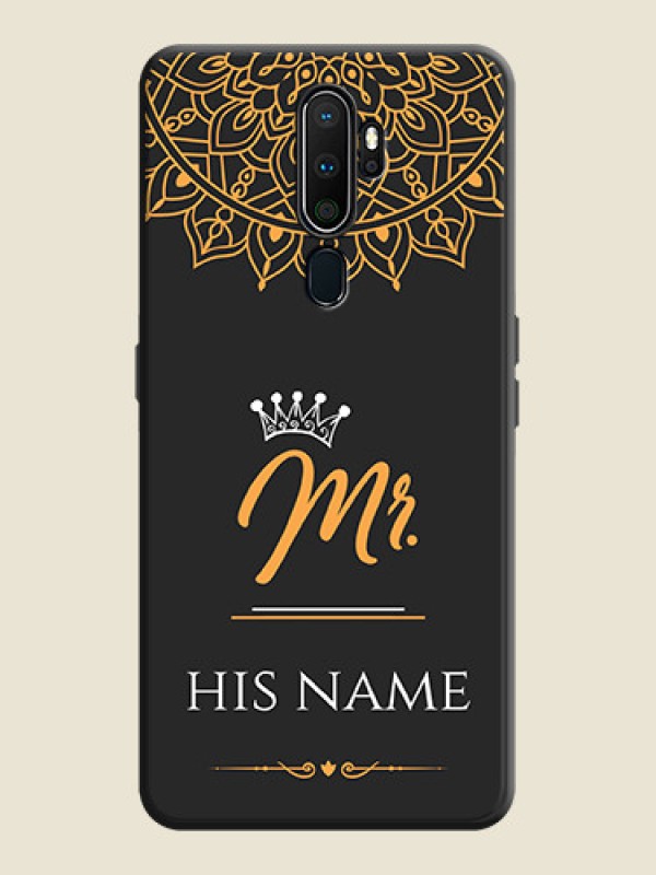 Custom Mr Name with Floral Design  on Personalised Space Black Soft Matte Cases - Oppo A9 2020 - alternate view
