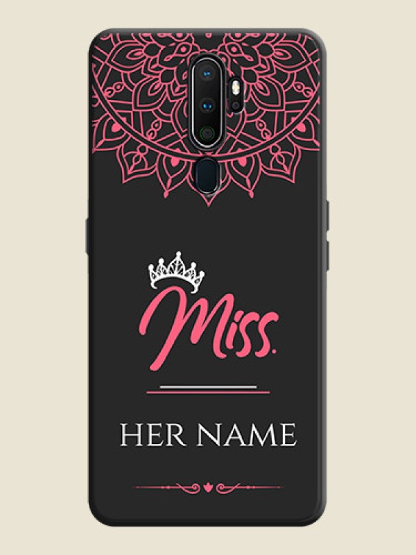 Custom Mrs Name with Floral Design on Space Black Personalized Soft Matte Phone Covers - Oppo A9 2020 - alternate view
