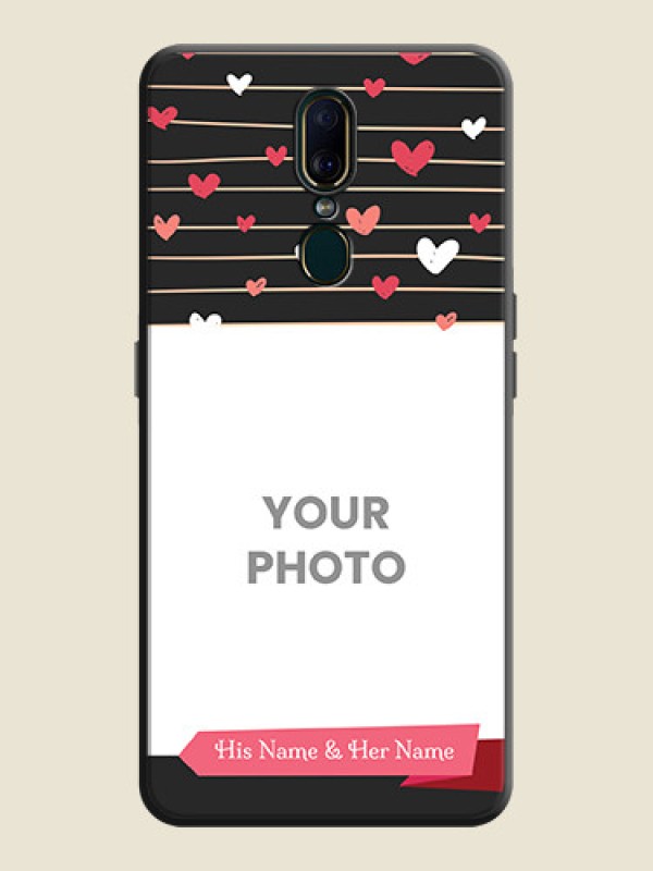 Custom Love Pattern with Name on Pink Ribbon  on Photo on Space Black Soft Matte Back Cover - Oppo A9 - alternate view