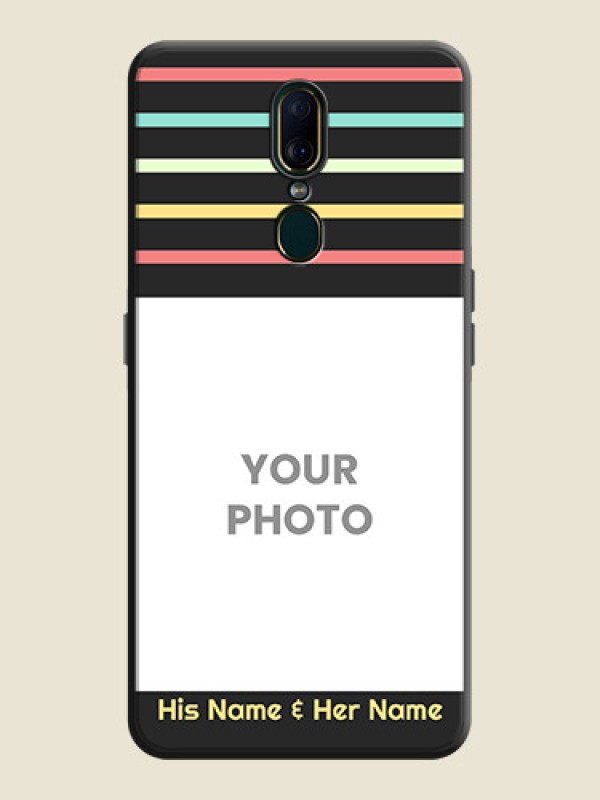Custom Color Stripes with Photo and Text on Photo on Space Black Soft Matte Mobile Case - Oppo A9 - alternate view