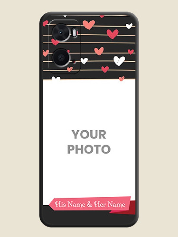 Custom Love Pattern with Name on Pink Ribbon  on Photo on Space Black Soft Matte Back Cover - Oppo A96 - alternate view