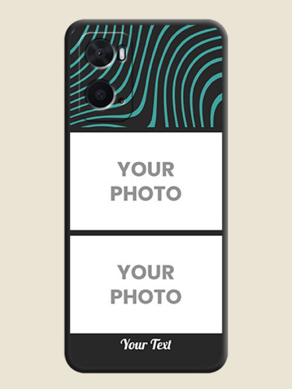 Custom Wave Pattern with 2 Image Holder on Space Black Personalized Soft Matte Phone Covers - Oppo A96 - alternate view