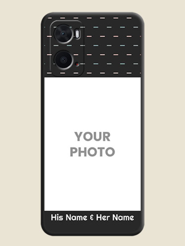 Custom Line Pattern Design with Text on Space Black Custom Soft Matte Phone Back Cover - Oppo A96 - alternate view