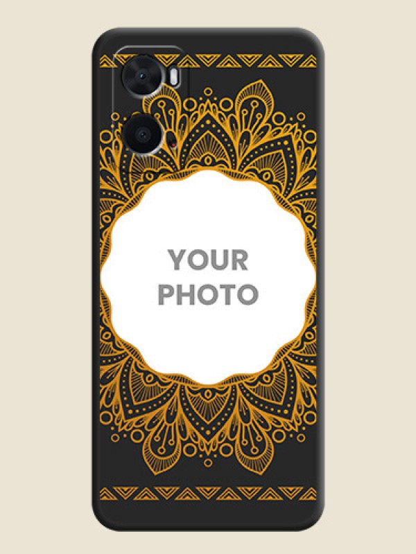 Custom Round Image with Floral Design on Photo on Space Black Soft Matte Mobile Cover - Oppo A96 - alternate view