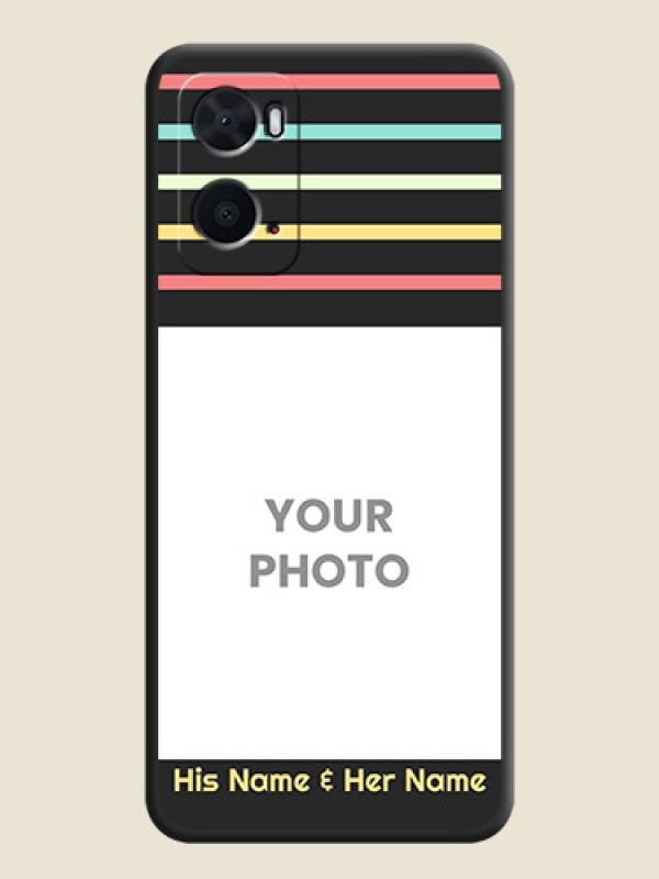 Custom Color Stripes with Photo and Text on Photo on Space Black Soft Matte Mobile Case - Oppo A96 - alternate view