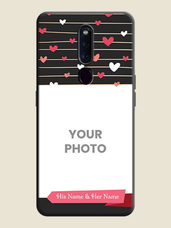 Custom Love Pattern with Name on Pink Ribbon  - Photo on Space Black Soft Matte Back Cover - Oppo F11 Pro - alternate view