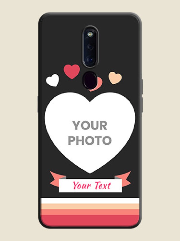 Custom Love Shaped Photo with Colorful Stripes on Personalised Space Black Soft Matte Cases - Oppo F11 Pro - alternate view