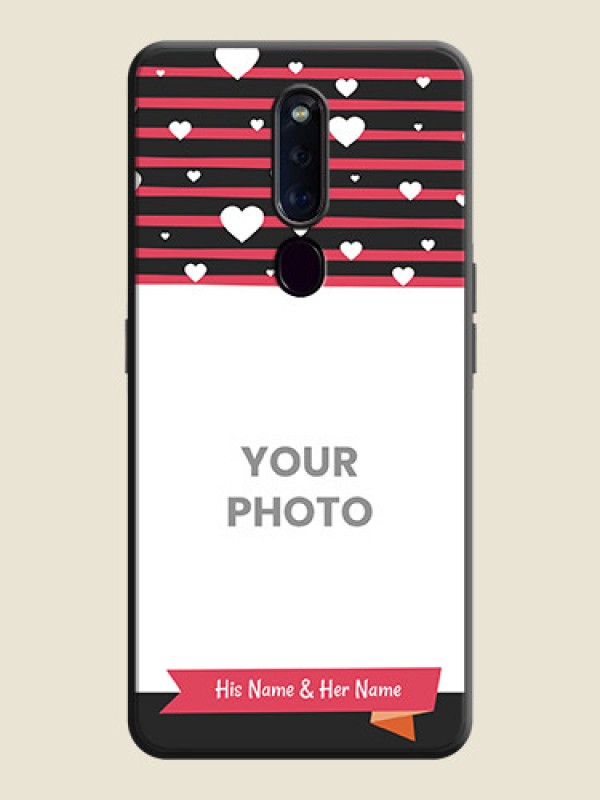 Custom White Color Love Symbols with Pink Lines Pattern on Space Black Custom Soft Matte Phone Cases - Oppo F11 Pro - alternate view