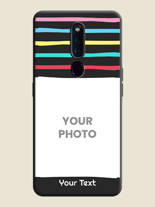 Custom Multicolor Lines with Image on Space Black Personalized Soft Matte Phone Covers - Oppo F11 Pro - alternate view