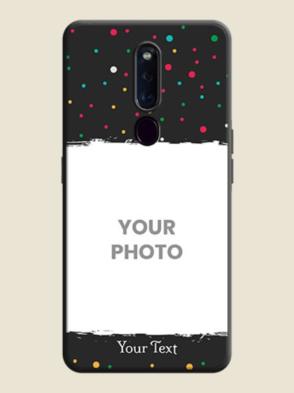 Custom Multicolor Dotted Pattern with Text on Space Black Custom Soft Matte Phone Back Cover - Oppo F11 Pro - alternate view