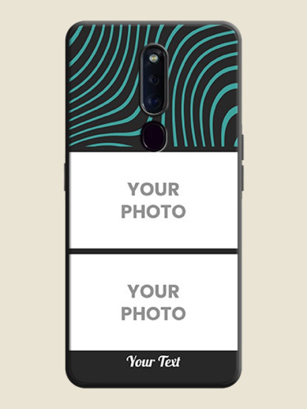 Custom Wave Pattern with 2 Image Holder on Space Black Personalized Soft Matte Phone Covers - Oppo F11 Pro - alternate view