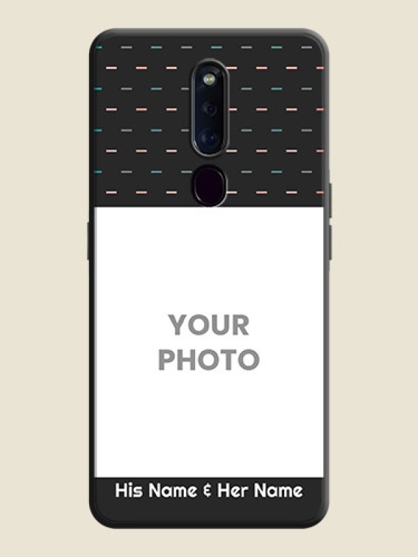 Custom Line Pattern Design with Text on Space Black Custom Soft Matte Phone Back Cover - Oppo F11 Pro - alternate view