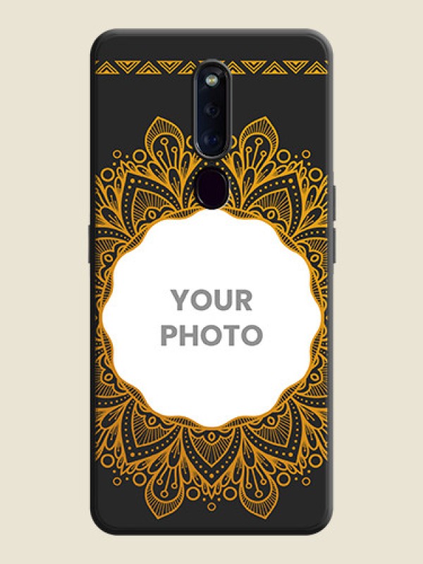 Custom Round Image with Floral Design - Photo on Space Black Soft Matte Mobile Cover - Oppo F11 Pro - alternate view