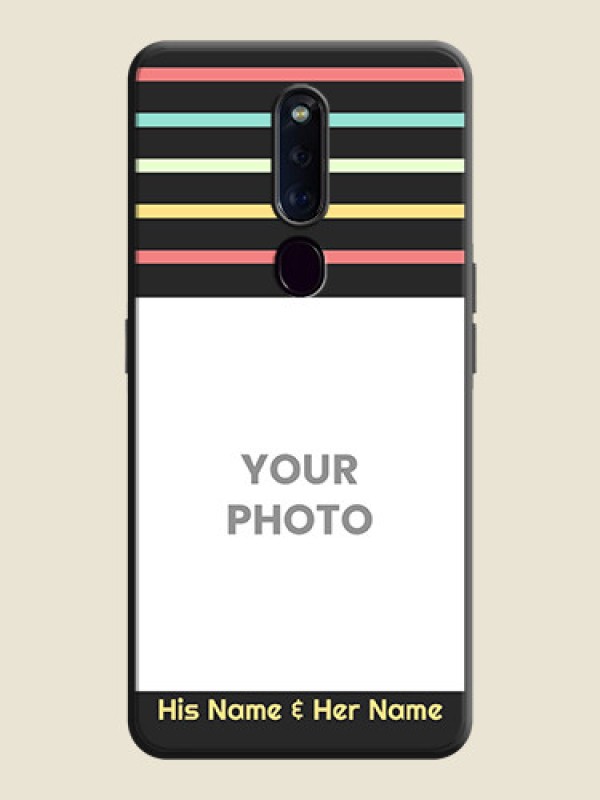 Custom Color Stripes with Photo and Text - Photo on Space Black Soft Matte Mobile Case - Oppo F11 Pro - alternate view
