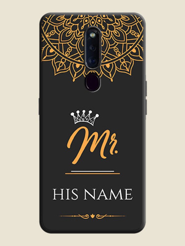 Custom Mr Name with Floral Design  on Personalised Space Black Soft Matte Cases - Oppo F11 Pro - alternate view