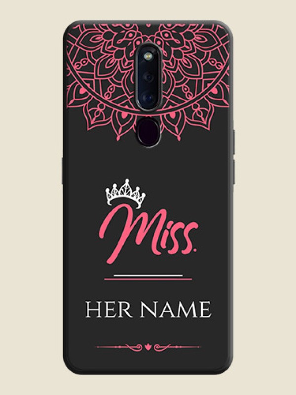 Custom Mrs Name with Floral Design on Space Black Personalized Soft Matte Phone Covers - Oppo F11 Pro - alternate view
