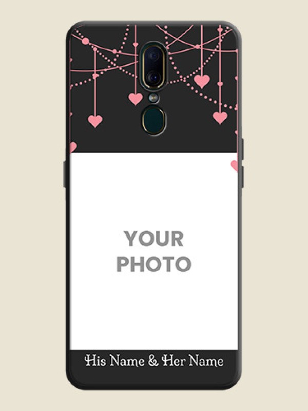 Custom Pink Love Hangings with Text on Space Black Custom Soft Matte Back Cover - Oppo F11 - alternate view