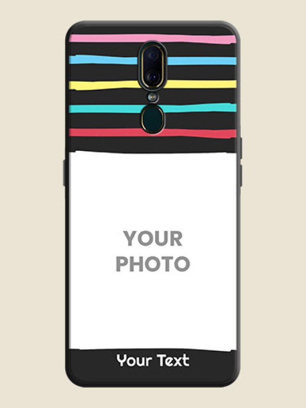 Custom Multicolor Lines with Image on Space Black Personalized Soft Matte Phone Covers - Oppo F11 - alternate view
