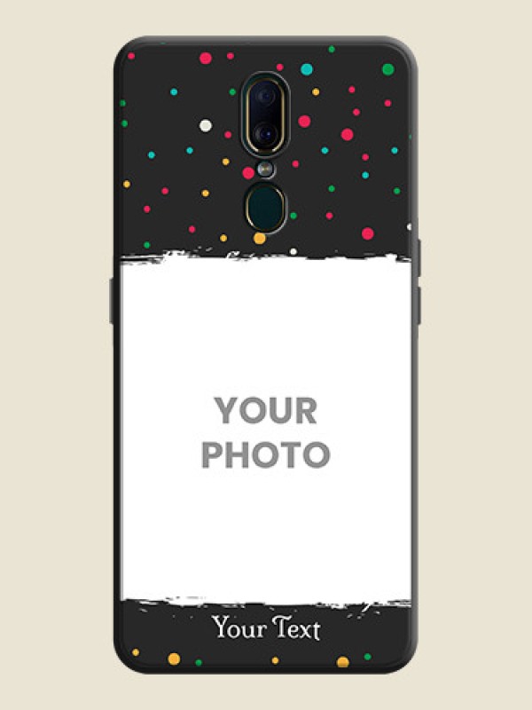 Custom Multicolor Dotted Pattern with Text on Space Black Custom Soft Matte Phone Back Cover - Oppo F11 - alternate view