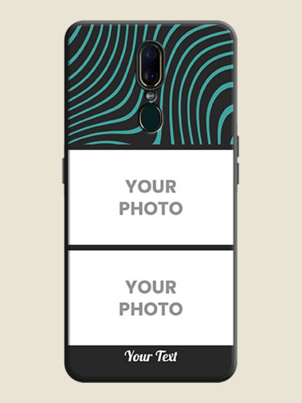 Custom Wave Pattern with 2 Image Holder on Space Black Personalized Soft Matte Phone Covers - Oppo F11 - alternate view