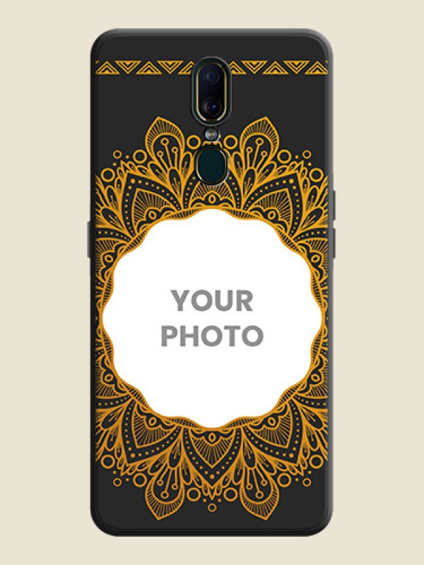 Custom Round Image with Floral Design - Photo on Space Black Soft Matte Mobile Cover - Oppo F11 - alternate view