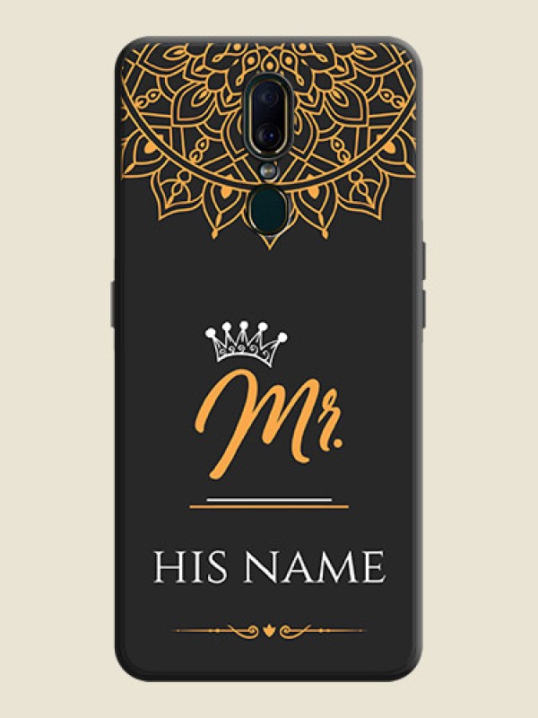 Custom Mr Name with Floral Design  on Personalised Space Black Soft Matte Cases - Oppo F11 - alternate view