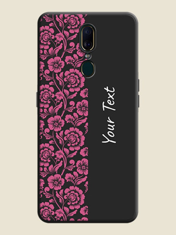 Custom Pink Floral Pattern Design With Custom Text On Space Black Personalized Soft Matte Phone Covers -Oppo F11 - alternate view