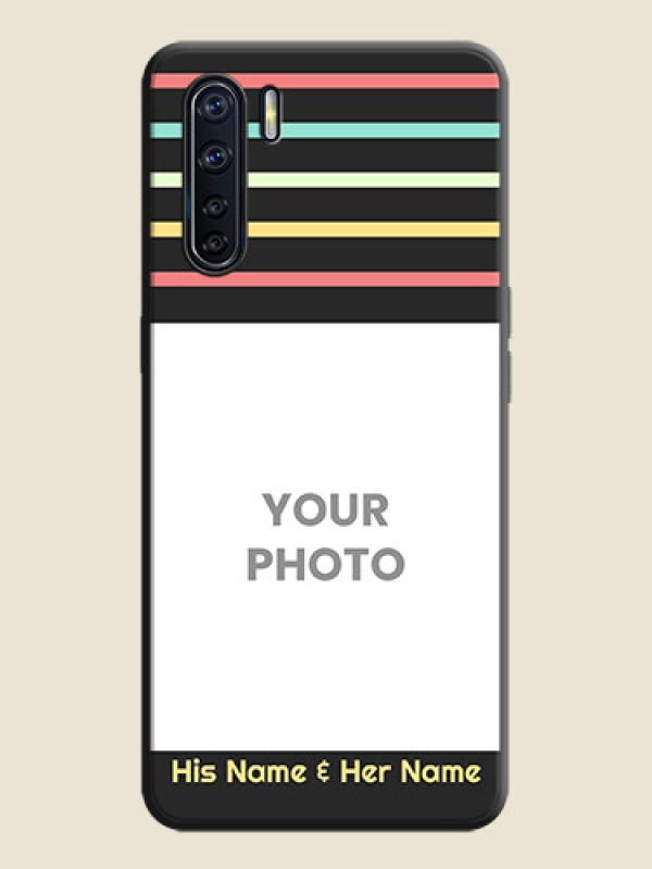 Custom Color Stripes with Photo and Text - Photo on Space Black Soft Matte Mobile Case - Oppo F15 - alternate view