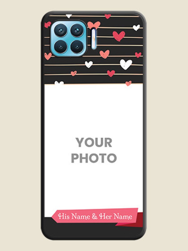 Custom Love Pattern with Name on Pink Ribbon  on Photo on Space Black Soft Matte Back Cover - Oppo f17 pro - alternate view