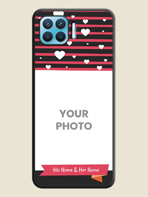 Custom White Color Love Symbols with Pink Lines Pattern on Space Black Custom Soft Matte Phone Cases - Oppo f17 pro - alternate view