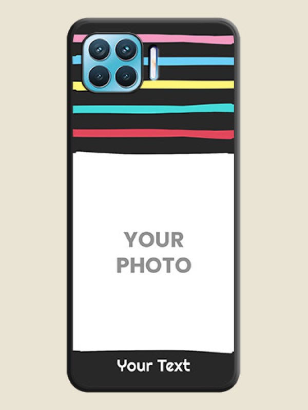 Custom Multicolor Lines with Image on Space Black Personalized Soft Matte Phone Covers - Oppo f17 pro - alternate view