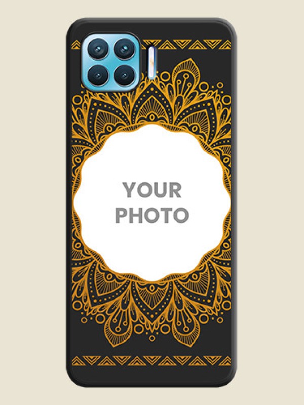 Custom Round Image with Floral Design on Photo on Space Black Soft Matte Mobile Cover - Oppo f17 pro - alternate view