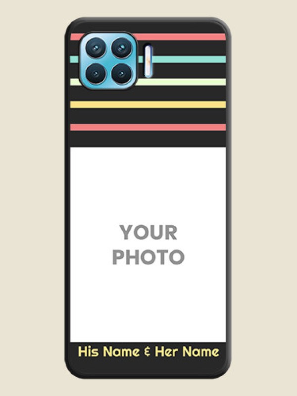 Custom Color Stripes with Photo and Text on Photo on Space Black Soft Matte Mobile Case - Oppo f17 pro - alternate view