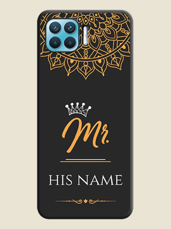 Custom Mr Name with Floral Design  on Personalised Space Black Soft Matte Cases - Oppo f17 pro - alternate view
