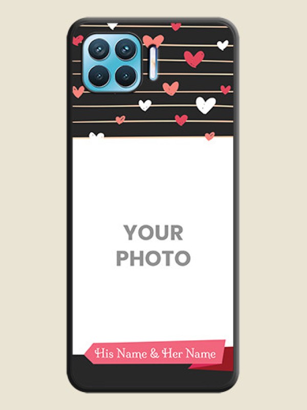 Custom Love Pattern with Name on Pink Ribbon  on Photo on Space Black Soft Matte Back Cover - Oppo F17 - alternate view