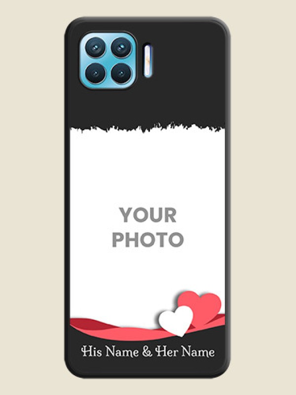 Custom Pin Color Love Shaped Ribbon Design with Text on Space Black Custom Soft Matte Phone Back Cover - Oppo F17 - alternate view