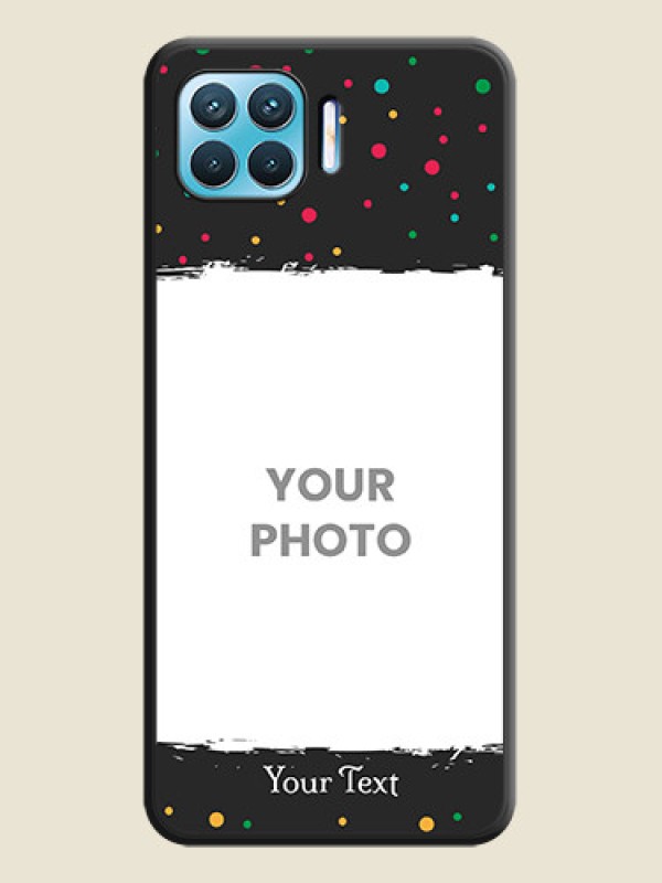 Custom Multicolor Dotted Pattern with Text on Space Black Custom Soft Matte Phone Back Cover - Oppo F17 - alternate view