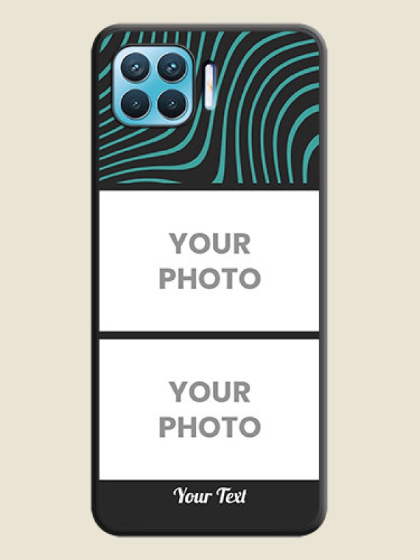 Custom Wave Pattern with 2 Image Holder on Space Black Personalized Soft Matte Phone Covers - Oppo F17 - alternate view