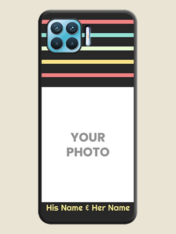 Custom Color Stripes with Photo and Text on Photo on Space Black Soft Matte Mobile Case - Oppo F17 - alternate view
