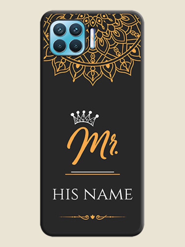 Custom Mr Name with Floral Design  on Personalised Space Black Soft Matte Cases - Oppo F17 - alternate view